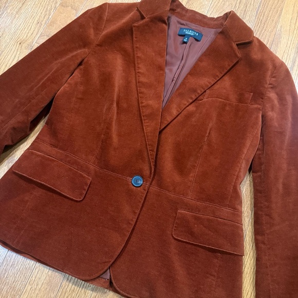 Talbots Velvet Single Button Blazer Womens 12 Burnt Rust Orange Academia Preppy - Picture 4 of 10